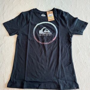 New Quiksilver Black Tee with Multicolor Logo